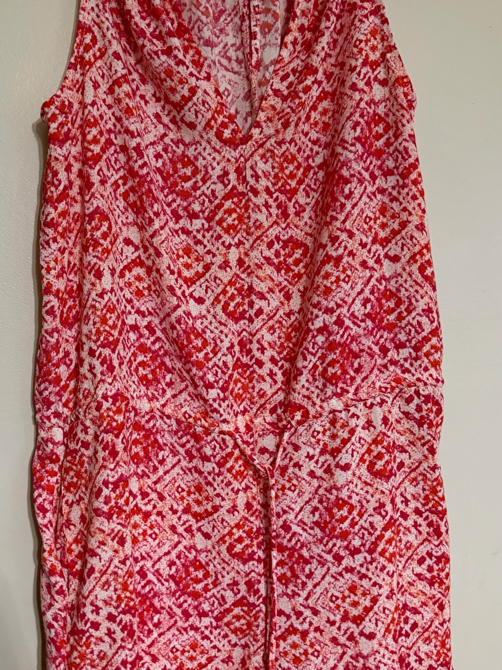 Women’s Pink & Red V-Neck Printed Sleeveless Shorts Romper